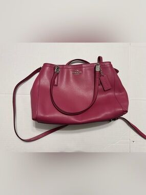 Coach Christie Carryall Crossgrain Leather Pink Satchel Handbag